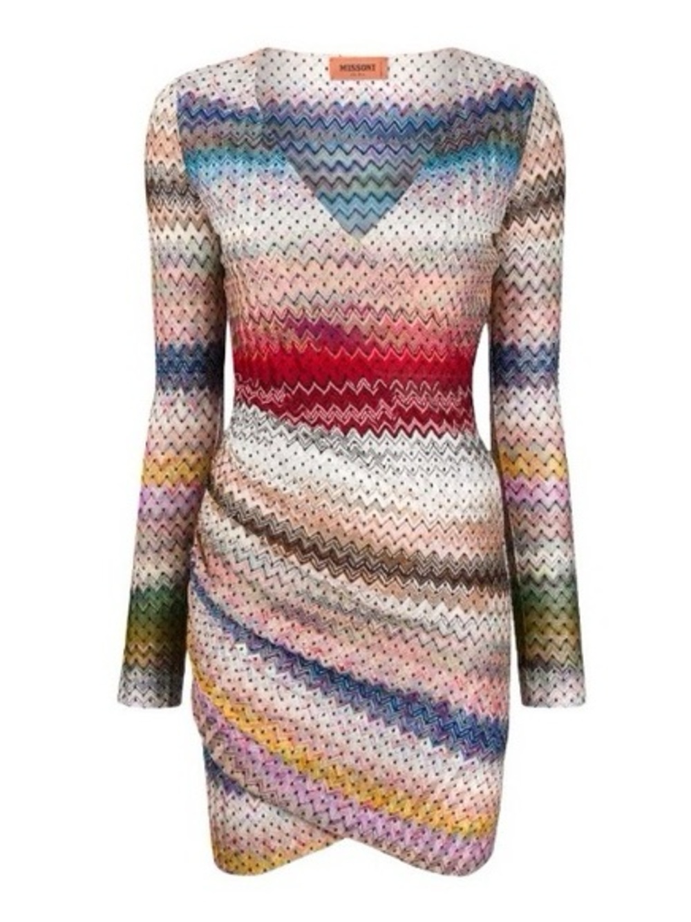 NEW MISSONI Silk Lined Faux Wrap Dress Neutrals
Printed ZIGZAG Ombré Striped 40